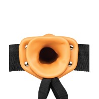 RealRock Hollow Strap-On 8" Vibrating Tan