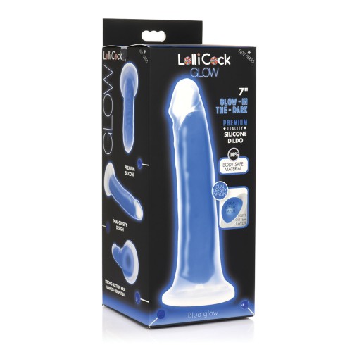 Curve Toys Lollicock 7 Inch Glow in the Dark Dildo Blue