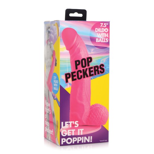 Pop Peckers 7.5 Inch Dildo with Balls Pink - Ultimate Fantasy Toy