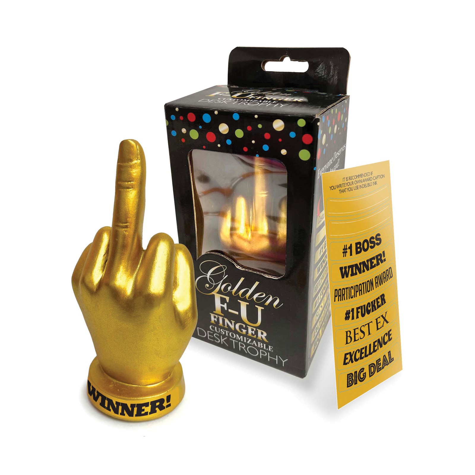 Golden F-U Finger Trophy for Fun Recognition