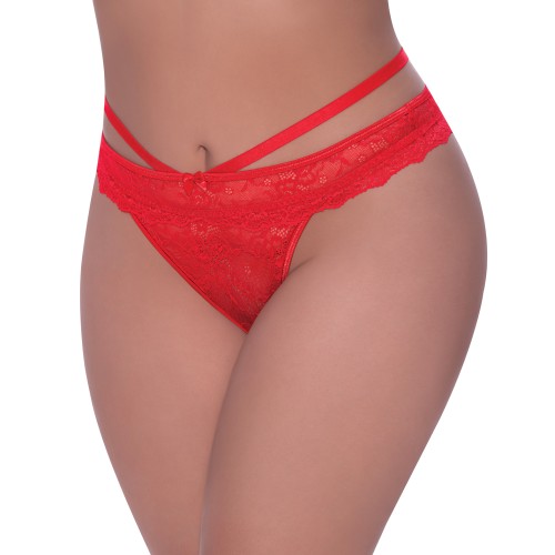 Panty Coqueta Peek-A-Boo de Encaje - Rojo Talla QN