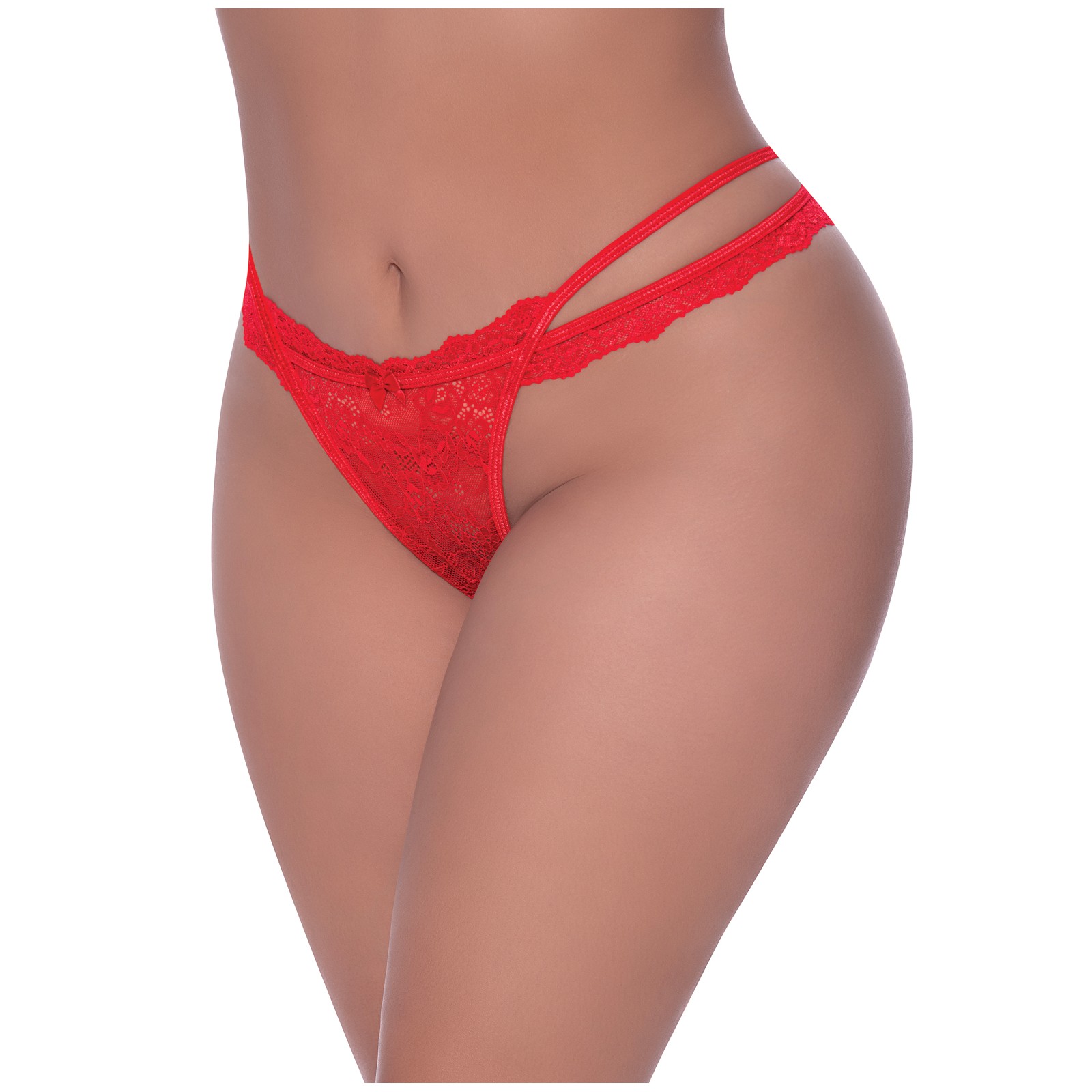 Ooh La Lace Cross Strap Red Crotchless Tanga