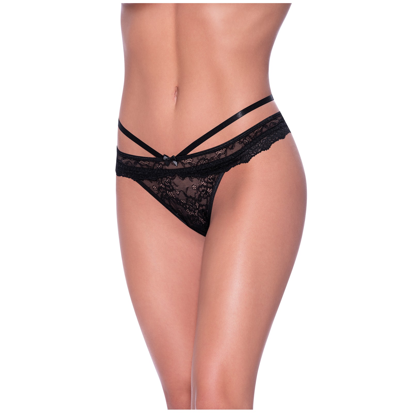 Ooh La Lace Coqueta Panty Abierto Negro S/M