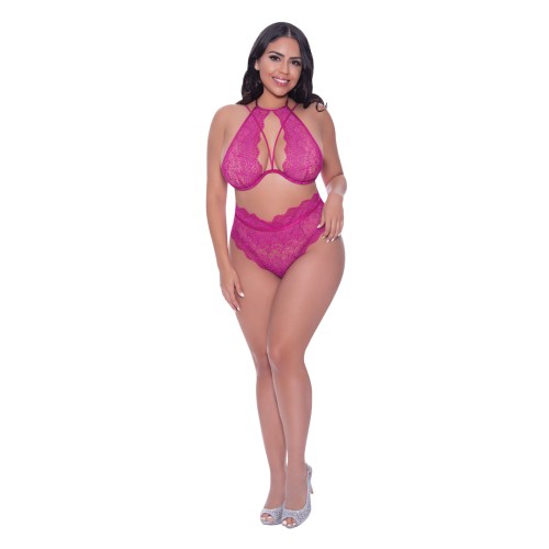 Conjunto de Top Halter de Encaje Berrylicious y Panty