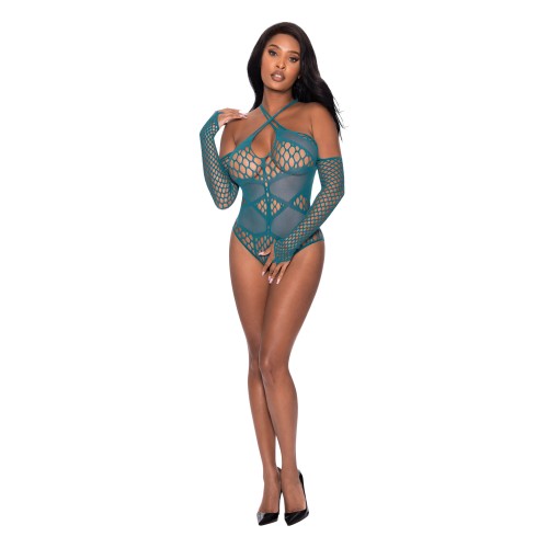 Seamless Long Sleeve Teddy in Turquoise O/S