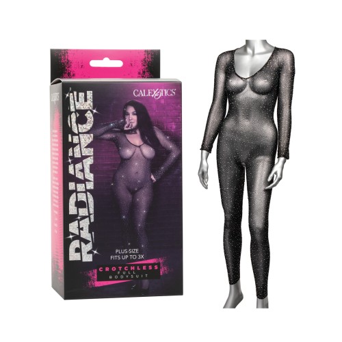 Mono Completo Crotchless Radiance Plus Size - Negro