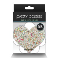 Set Pretty Pasties Corazón Flor Brillantes en la Oscuridad