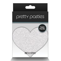 Pretty Pasties Glitter Hearts Red/Silver