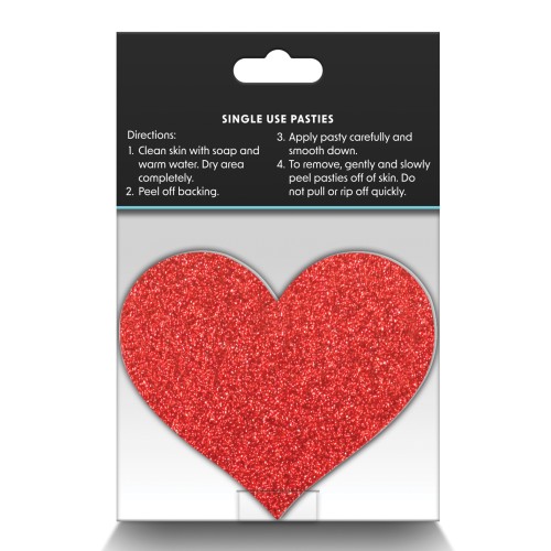 Pretty Pasties Glitter Hearts Red/Silver