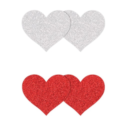 Pretty Pasties Glitter Hearts Red/Silver