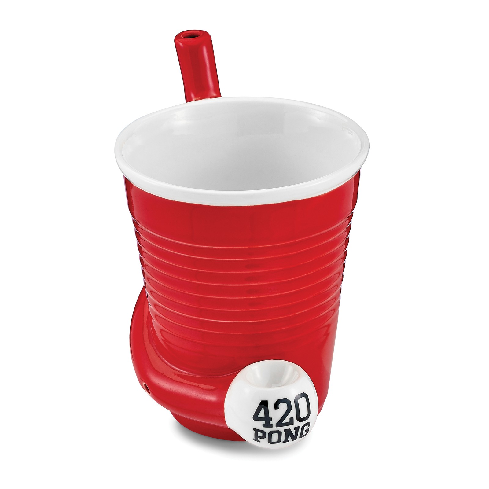 Beer Pong Pipe Mug Red Novelty