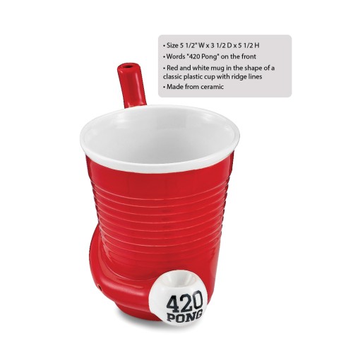 Beer Pong Pipe Mug Red Novelty