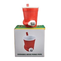 Beer Pong Pipe Mug Red Novelty