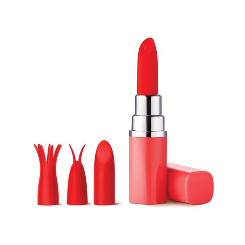 Luv Inc. Lipstick Vibrator with 4 Heads - Coral