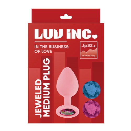 Luv Inc. Jeweled Silicone Butt Plug - Medium Light Pink