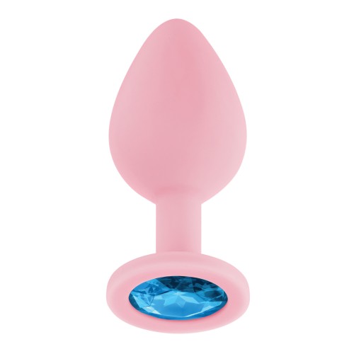 Luv Inc. Jeweled Silicone Butt Plug - Medium Light Pink