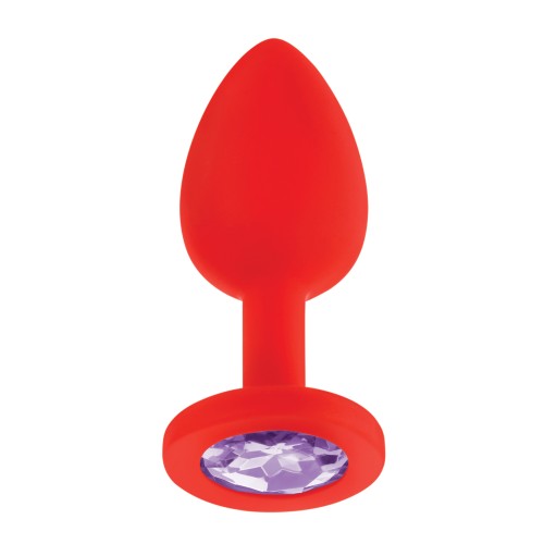 Luv Inc. Plug Anal de Silicona con Joyas - Pequeño Rojo