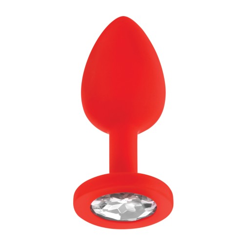 Luv Inc. Plug Anal de Silicona con Joyas - Pequeño Rojo