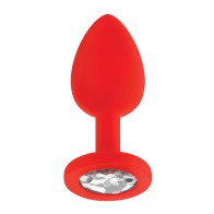 Luv Inc. Plug Anal de Silicona con Joyas - Pequeño Rojo