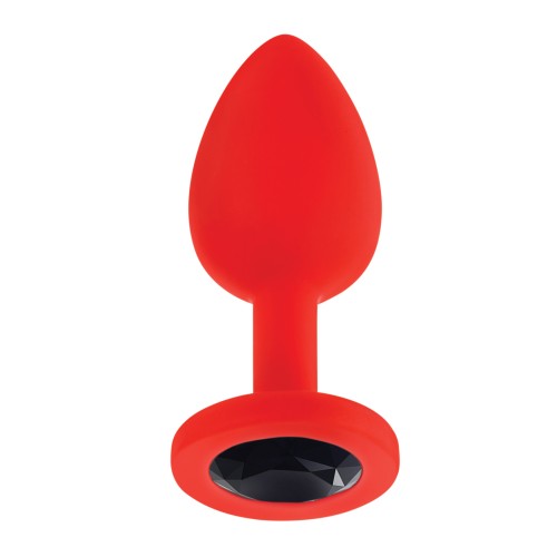 Luv Inc. Plug Anal de Silicona con Joyas - Pequeño Rojo