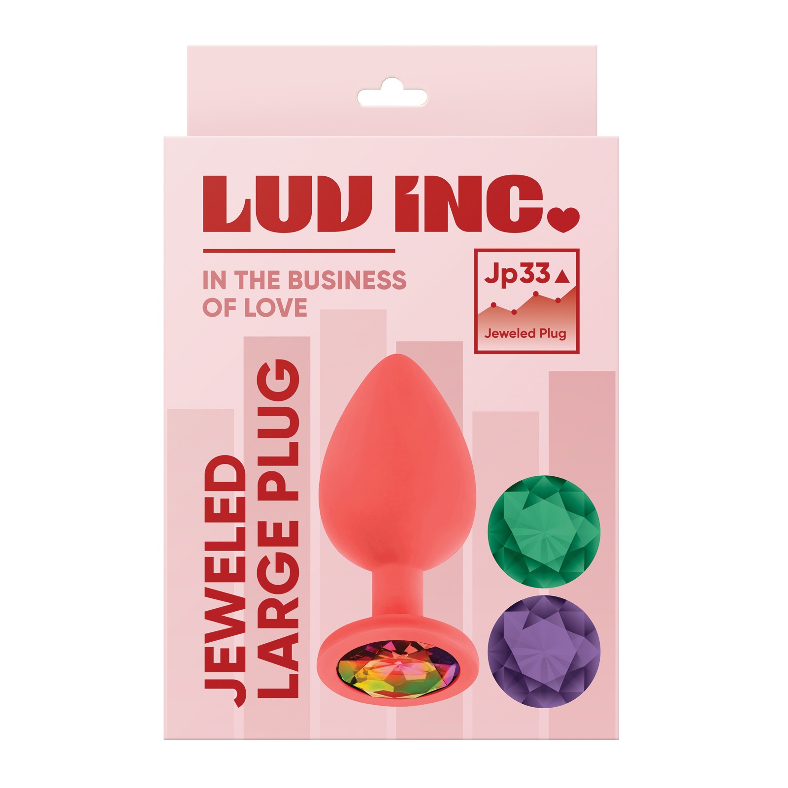 Luv Inc. Jeweled Silicone Butt Plug - Large Coral