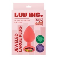 Luv Inc. Jeweled Silicone Butt Plug - Large Coral