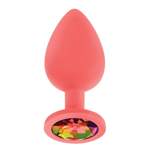 Luv Inc. Jeweled Silicone Butt Plug - Large Coral