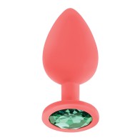 Luv Inc. Jeweled Silicone Butt Plug - Large Coral