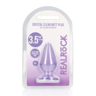 Shots RealRock Crystal Clear Anal Plug - Purple 3.5"