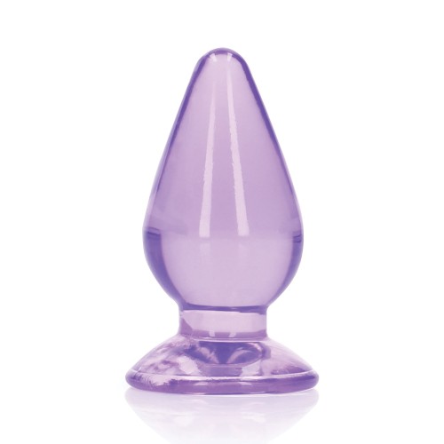 Shots RealRock Crystal Clear Anal Plug - Purple 3.5"