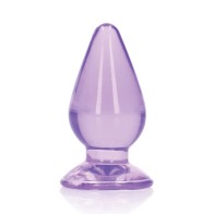 Shots RealRock Crystal Clear Anal Plug - Purple 3.5"