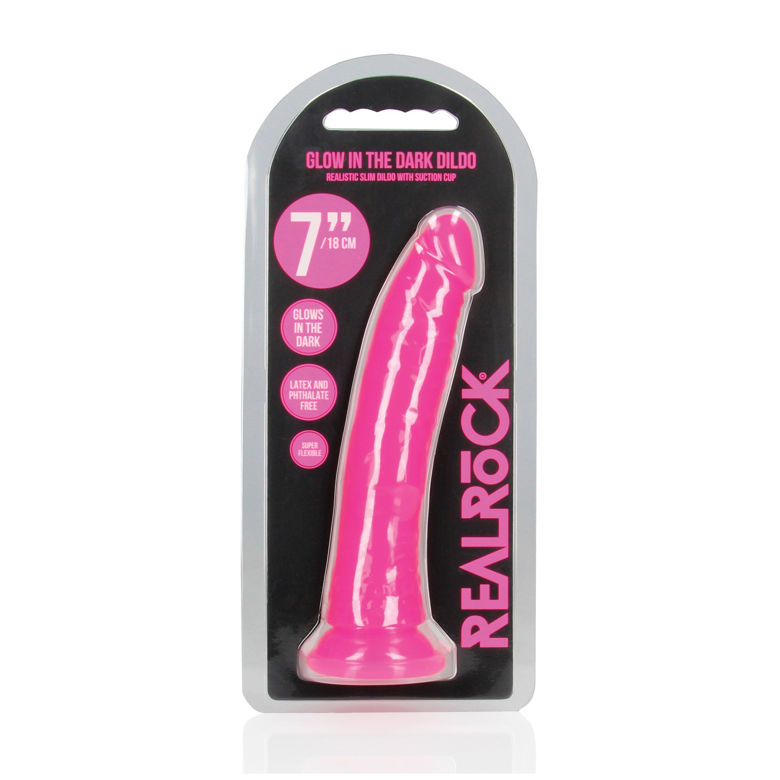 Shots RealRock 7 Inch Slim Dildo Glow in the Dark