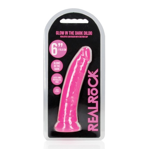 Shots RealRock 6" Slim Dildo - Neon Pink