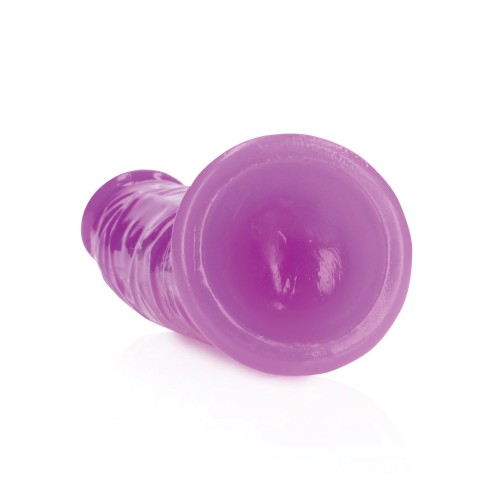 Shots RealRock 6 Inch Slim Dildo Neon Purple - Glow in the Dark