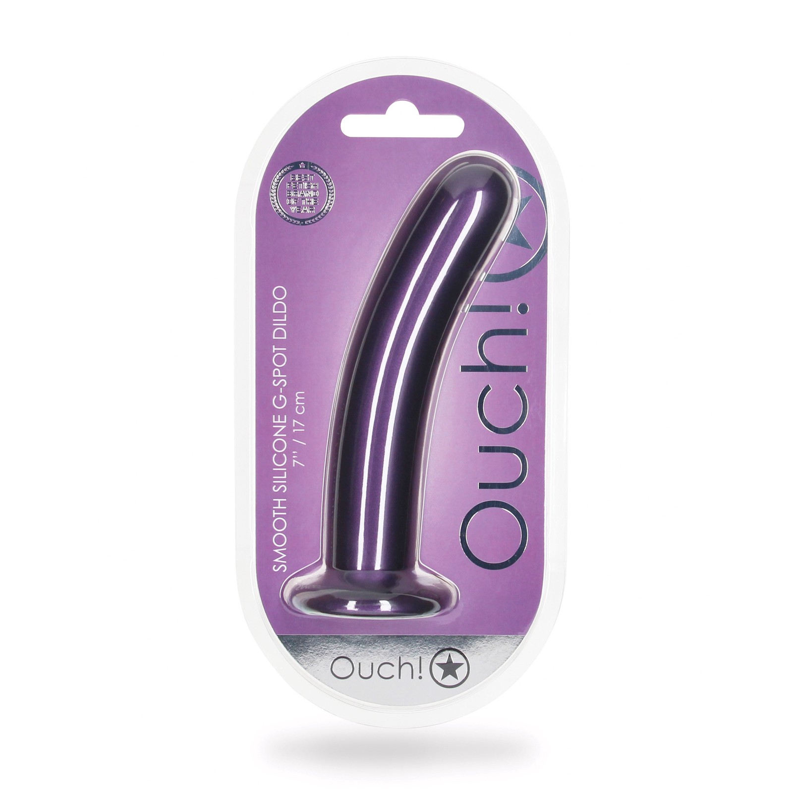 Shots Ouch 7 Inch Smooth G Spot Dildo Metallic Purple