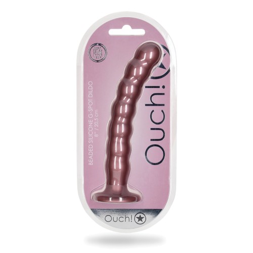 Shots Ouch 8" Beaded G-Spot Dildo Rose Gold