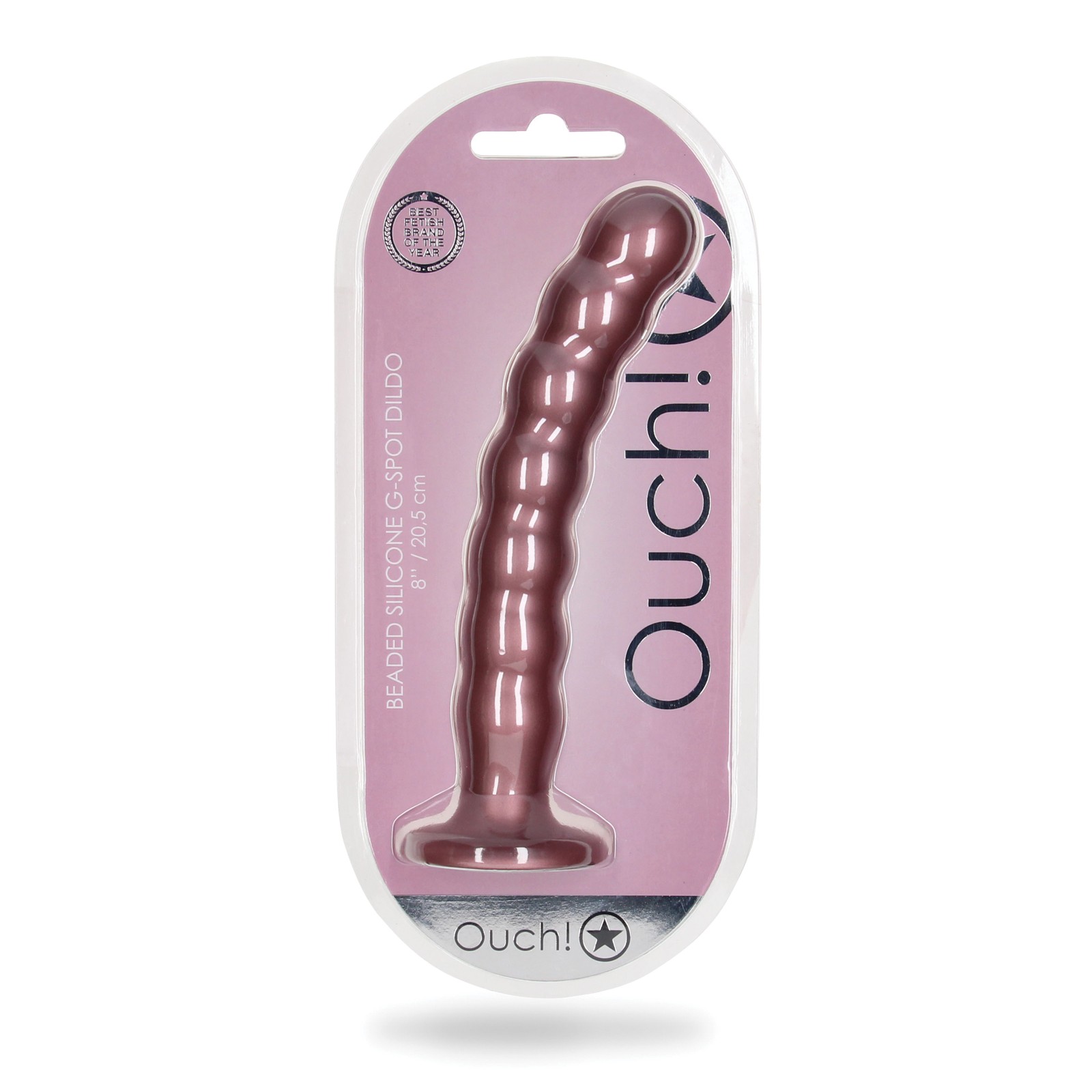 Shots Ouch 8" Beaded G-Spot Dildo Rose Gold