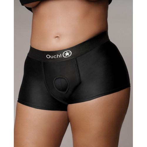 Shots Ouch Vibrating Strap On Boxer Black XXL