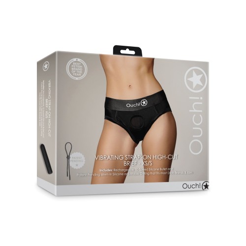 Shots Ouch Vibrating Strap On High-Cut Brief Black