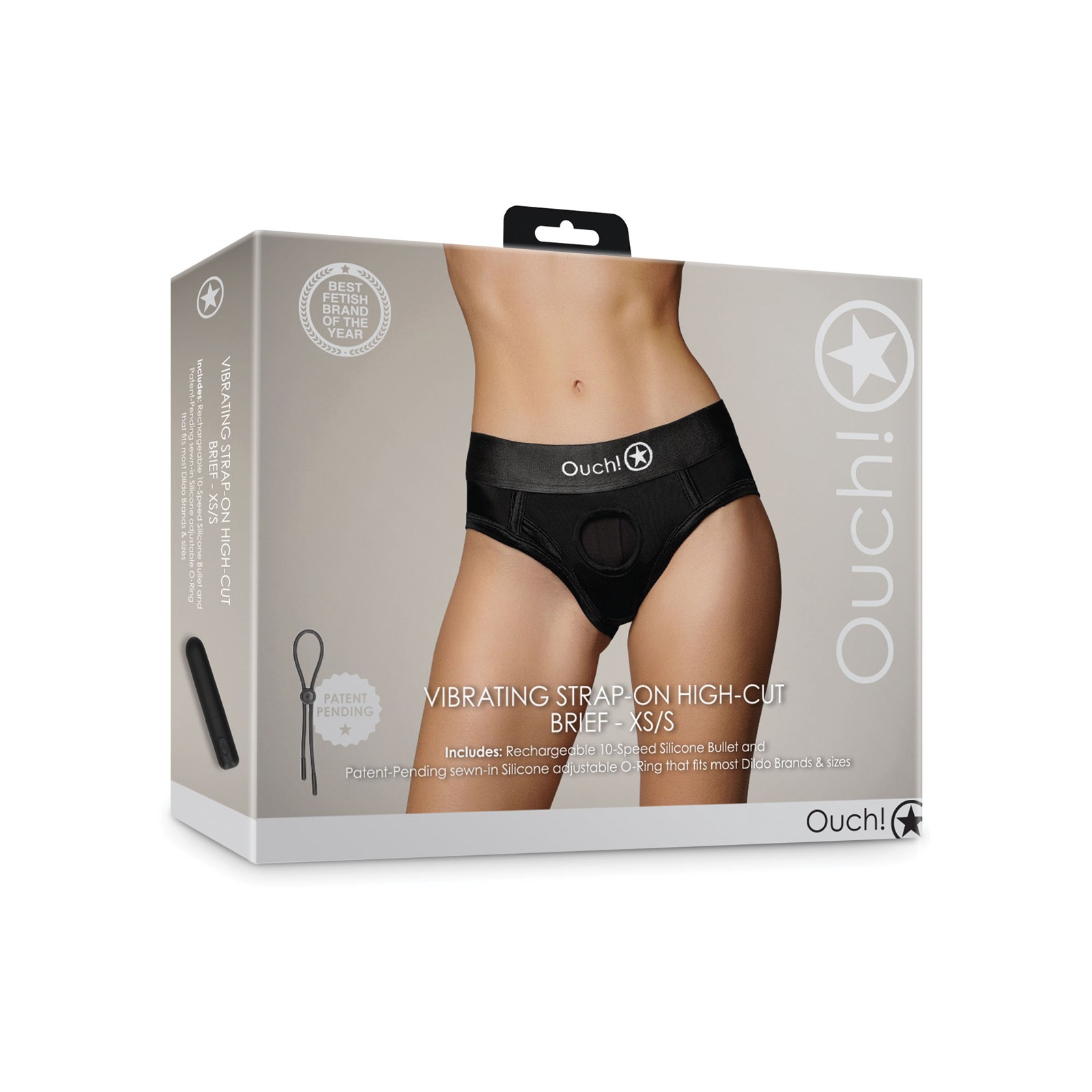 Shots Ouch Vibrating Strap On High-Cut Brief Black