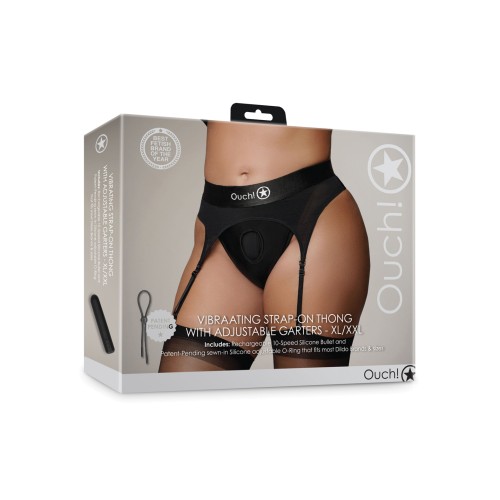 Tanga Vibrante Strap-On Negro XL/XXL