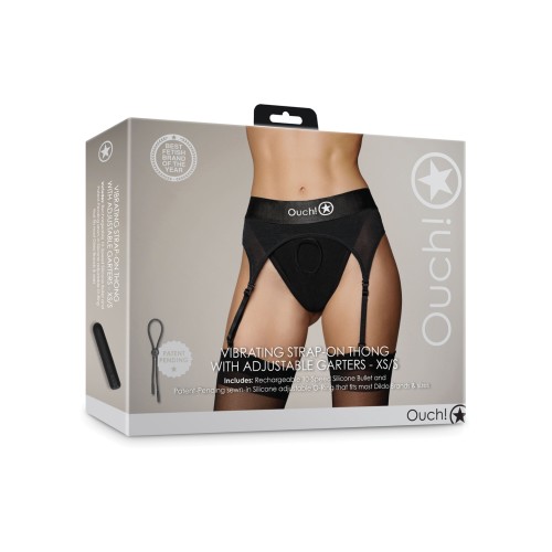 Shots Ouch Vibrating Strap On Thong Black