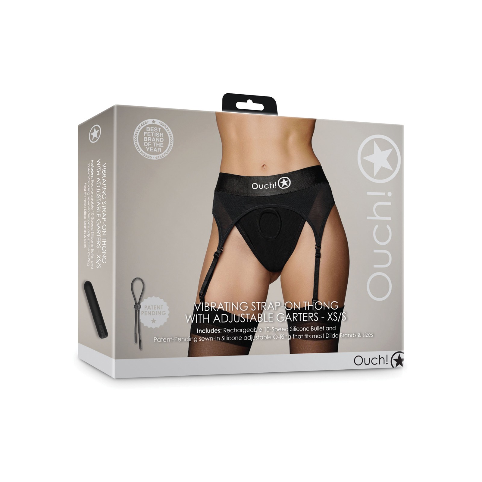 Shots Ouch Vibrating Strap On Thong Black