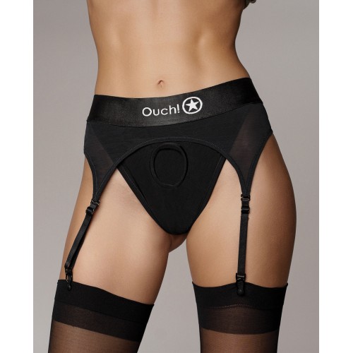 Shots Ouch Vibrating Strap On Thong Black