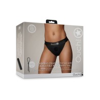 Thong Vibrante Strap On Ouch de Shots con Correas Traseras Removibles - Negro M/L