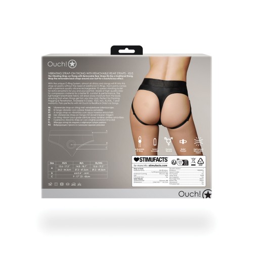 Shots Ouch Vibrating Strap On Thong with Removable Rear Straps - Black XS/S