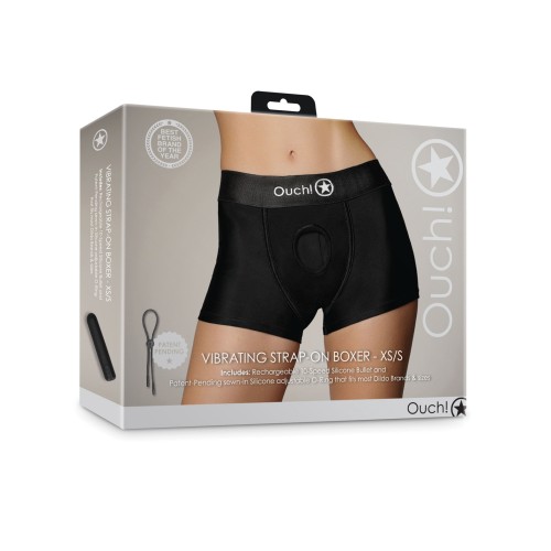 Shots Ouch Vibrating Strap-On Boxer - Black