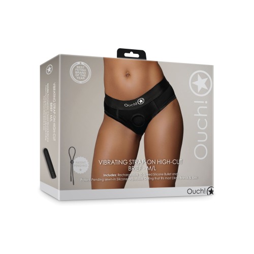 Brief Alto Vibrante de Strap-On - Negro M/L