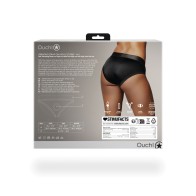 Vibrating Strap-On High-Cut Brief - Black M/L