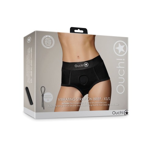 Tanga con Vibración Strap-On Ouch Negro XS/S